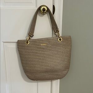 Eric Javits shoulder bag. Gold and silver metallic.